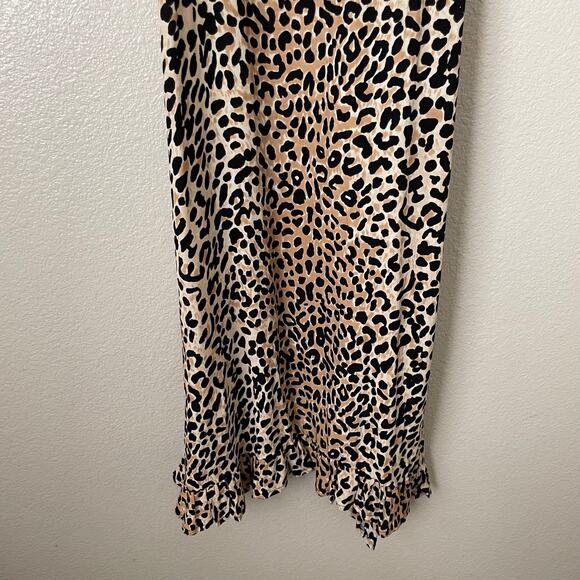 Faithfull the Brand Dress Womens Size 4 Tan Black Noemie Midi Leopard Print Slip - Picture 9 of 15